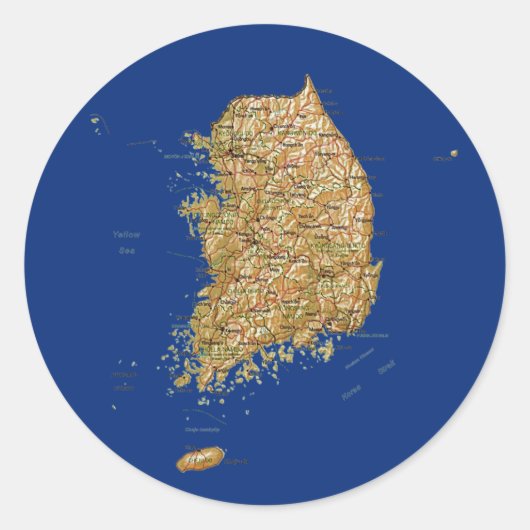Zuid-Korea Map Sticker (Voorkant)