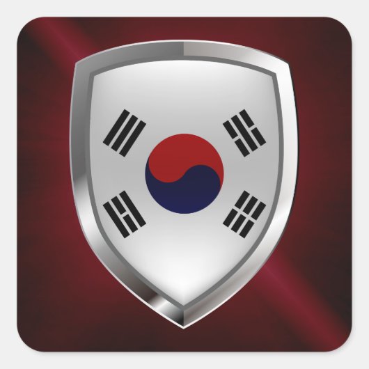 Zuid-Korea Metallic Embleem Vierkante Sticker (Voorkant)