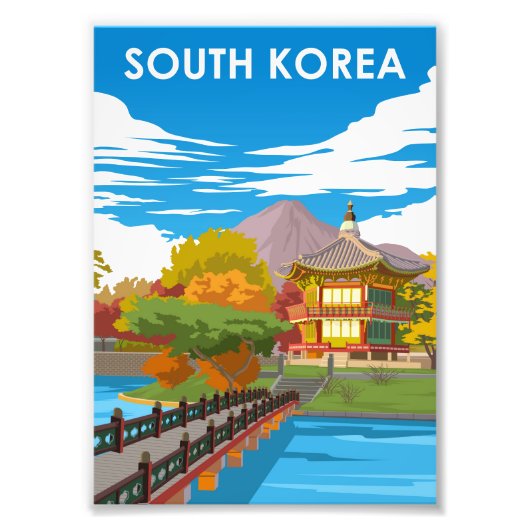 Zuid-Korea - Minimale reisposter voor kleine terug Foto Afdruk (Voorkant)