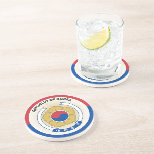 Zuid-Korea Nationale embleem Cirkel Vorm Zandsteen Onderzetter