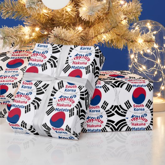 Zuid-Korea Nationale Vlag Kleuren Art Print/Graphi Cadeaupapier (Feestdagen)