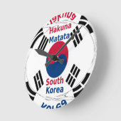 Zuid-Korea Nationale Vlag Kleuren Art Print/Graphi Ronde Klok (Hoek)