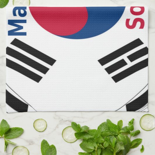 Zuid-Korea Nationale Vlag Kleuren Art Print/Graphi Theedoek (Gevouwen)