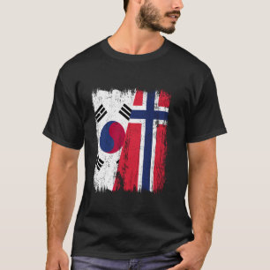 Zuid-Korea Noorwegen Half Vlag Zuid-Koreaanse Noor T-shirt