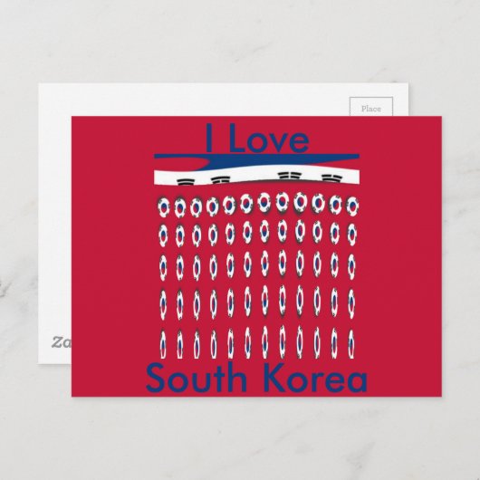 Zuid-Korea Polka Dot Flag Art Design: een rode bas Briefkaart (Voorkant / Achterkant)