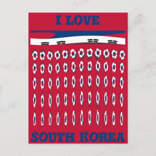 Zuid-Korea Polka Dot Flag Art Design: een rode bas Briefkaart (Voorkant)