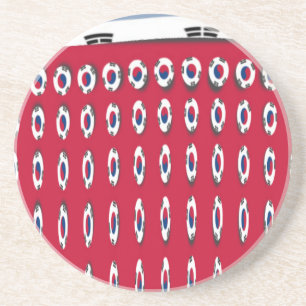 Zuid-Korea Polka Dot Flag Art Design: een rode bas Zandsteen Onderzetter