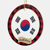 Zuid-Korea, Rode buffels en Koreaanse vlag Keramisch Ornament (Links)