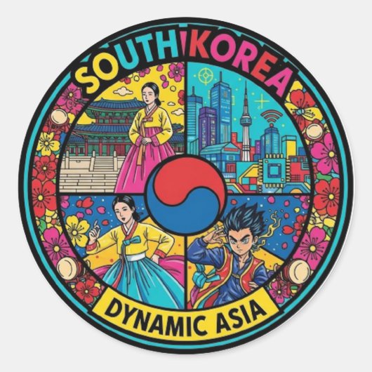 ZUID-KOREA RONDE STICKER (Voorkant)