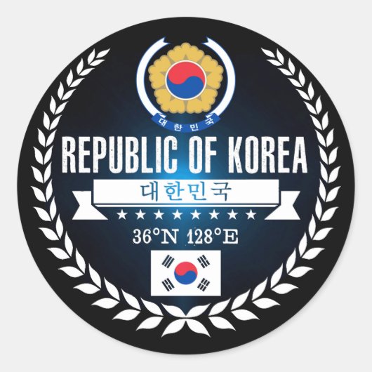Zuid-Korea Ronde Sticker (Voorkant)