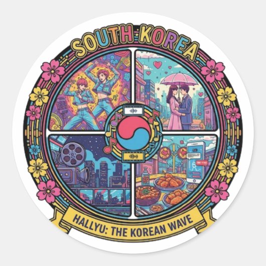 ZUID-KOREA RONDE STICKER (Voorkant)