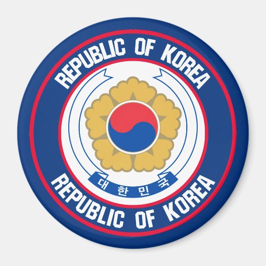 Zuid-Korea Round Embleem Magneet (Voorkant)