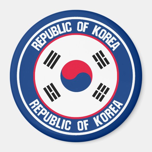 Zuid-Korea Round Embleem Magneet (Voorkant)