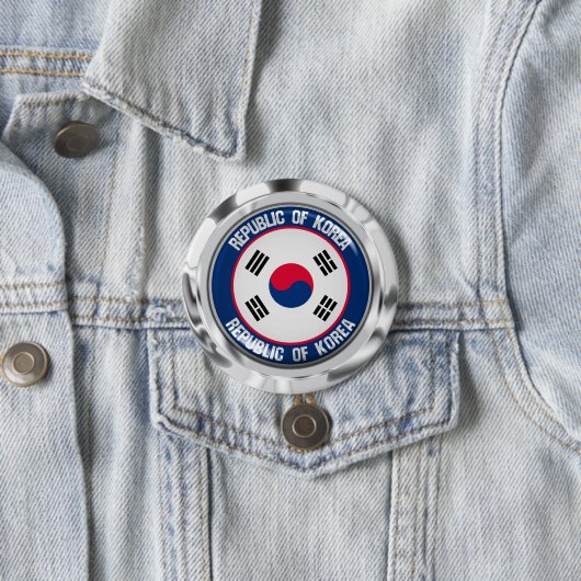 Zuid-Korea Round Embleem Ronde Button 7,6 Cm (In situ)