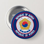 Zuid-Korea Round Embleem Ronde Button 7,6 Cm (Voorkant /achterkant)