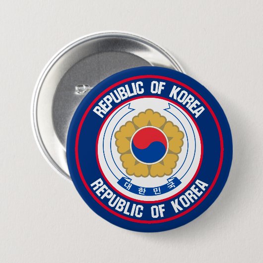 Zuid-Korea Round Embleem Ronde Button 7,6 Cm (Voorkant /achterkant)