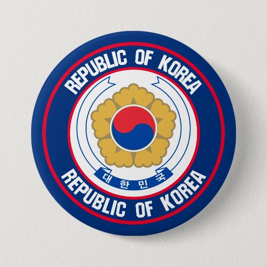 Zuid-Korea Round Embleem Ronde Button 7,6 Cm (Voorkant)