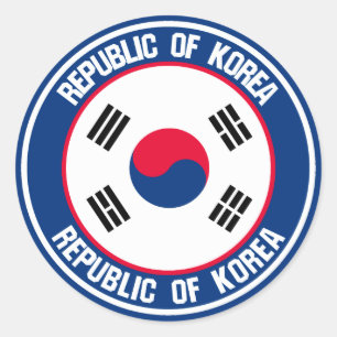 Zuid-Korea Round Embleem Ronde Sticker
