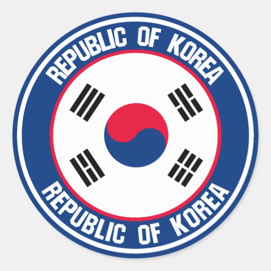 Zuid-Korea Round Embleem Ronde Sticker (Voorkant)