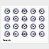 Zuid-Korea Round Embleem Ronde Sticker (Vel)