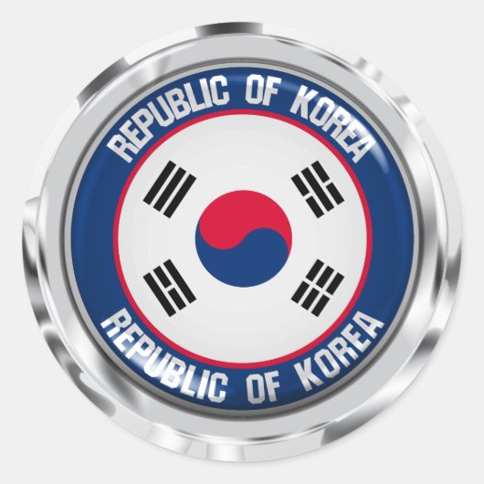 Zuid-Korea Round Embleem Ronde Sticker (Voorkant)