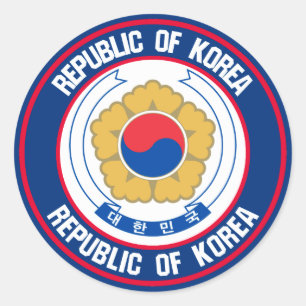 Zuid-Korea Round Embleem Ronde Sticker