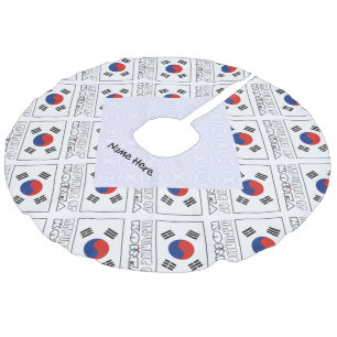 Zuid-Korea S Zuid-Koreaanse Vlag Geligde Gepersona Imitatie Linnen Kerstboom Kleed