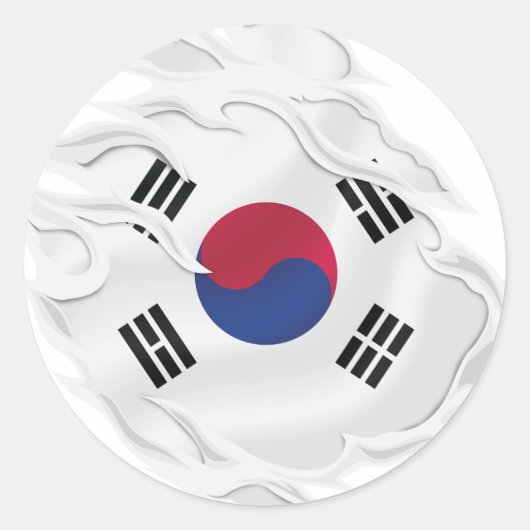 Zuid-Korea scheurt vlagklassieker ronde Sticker (Voorkant)