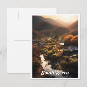 Zuid-Korea Seoul Natuur Reis Illustratie Briefkaart