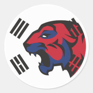 Zuid-Korea Siberische Tijger Zuid-Koreaans Nationa Ronde Sticker