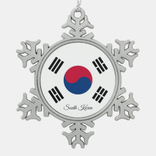 Zuid-Korea sneeuwvlok, Koreaanse vlag Tin Sneeuwvlok Ornament