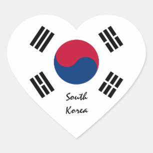 Zuid-Korea Sticker, Hart, Patriottische Koreaanse  Hart Sticker