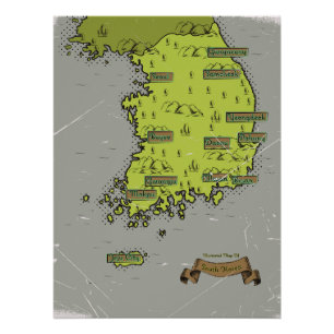 Zuid-Korea  stijl kaart Perfect Poster