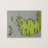 Zuid-Korea vintage stijl kaart Legpuzzel (Horizontaal)