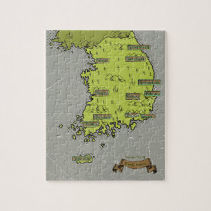 Zuid-Korea vintage stijl kaart Legpuzzel
