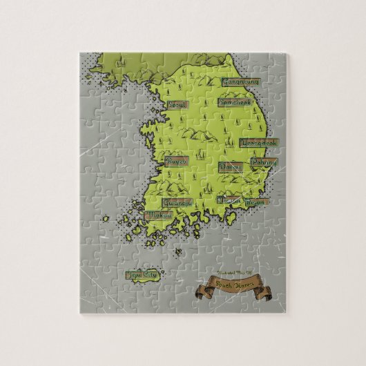 Zuid-Korea vintage stijl kaart Legpuzzel (Verticaal)
