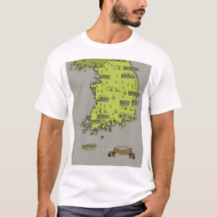 Zuid-Korea vintage stijl kaart T-shirt