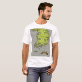 Zuid-Korea vintage stijl kaart T-shirt (Voorkant volledig)