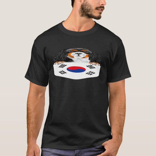 Zuid-Korea vlag Cavalier King Charles Spaniel Dog T-shirt (Voorkant)