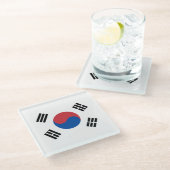 Zuid-Korea Vlag Glazen Onderzetter (Schuin)