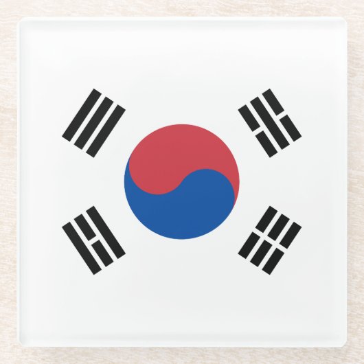 Zuid-Korea Vlag Glazen Onderzetter (Voorkant)