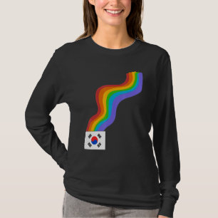 Zuid-Korea Vlag Golvend Regenboog ROYGBIV Trots in T-shirt