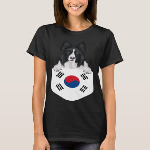 Zuid-Korea vlag grens Collie hond in zak T-shirt