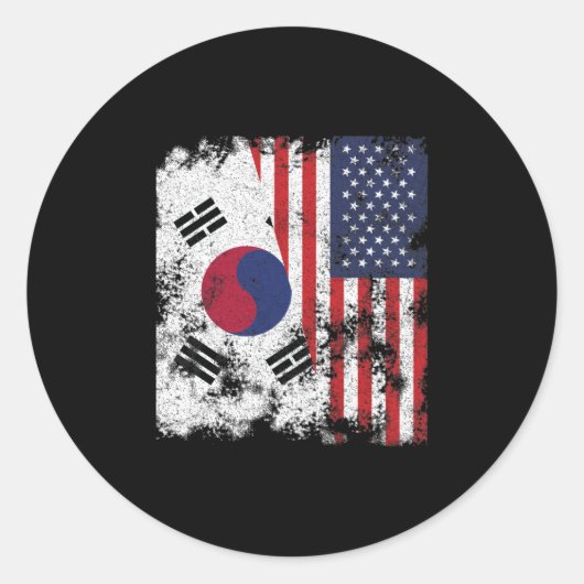 Zuid-Korea Vlag - half Amerikaans Ronde Sticker (Voorkant)