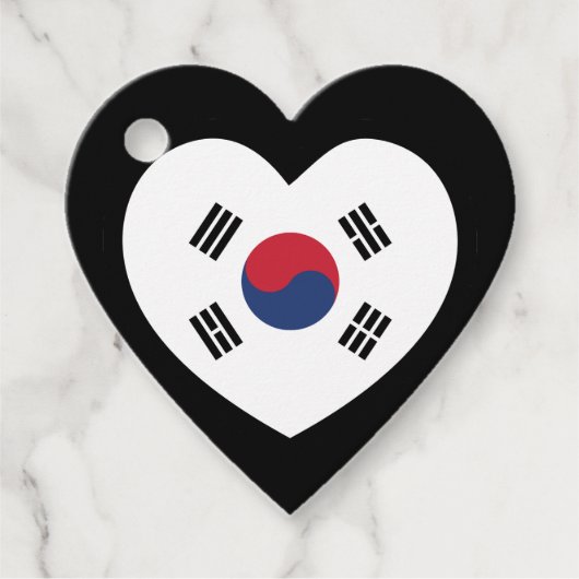 Zuid-Korea Vlag Hart Bedankjes Labels (Voorkant)
