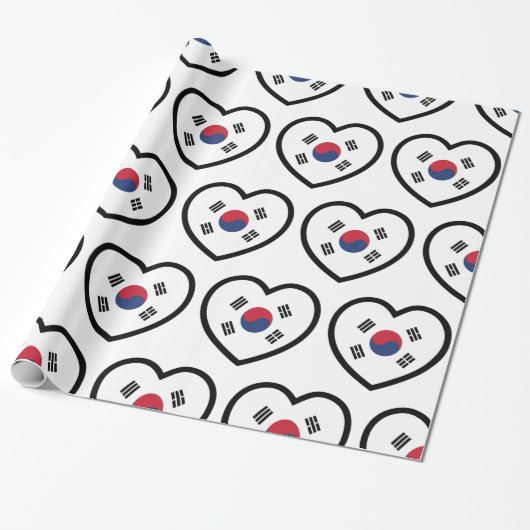 Zuid-Korea Vlag Hart Cadeaupapier (Uitgerold)