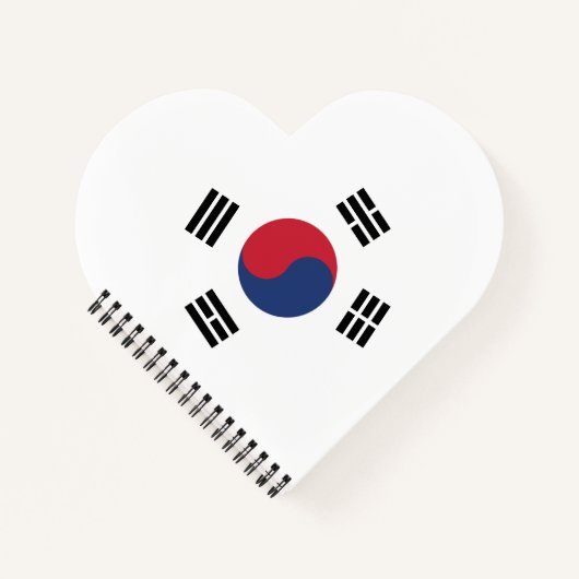 Zuid-Korea Vlag Hart Notitieboek (Voorkant)