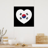 Zuid-Korea Vlag Hart Poster (Keuken)