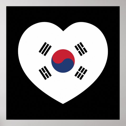 Zuid-Korea Vlag Hart Poster (Voorkant)
