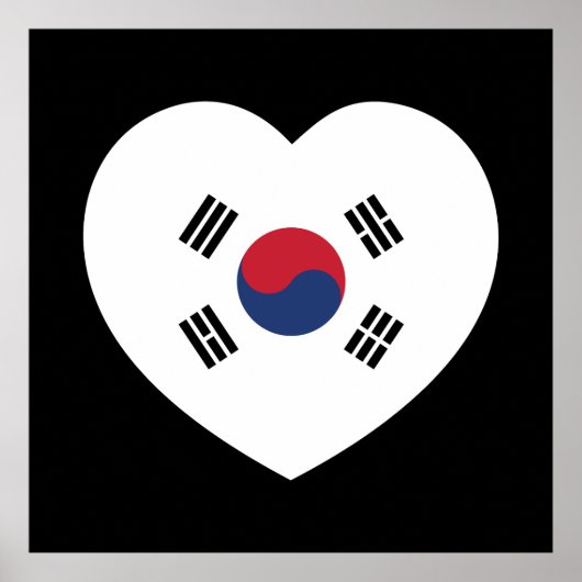 Zuid-Korea Vlag Hart Poster (Voorkant)